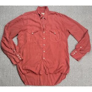 Wythe Sportswear Men's Tencel Gabardine Long Sleeve Snap Pearl Shirt Size Medium